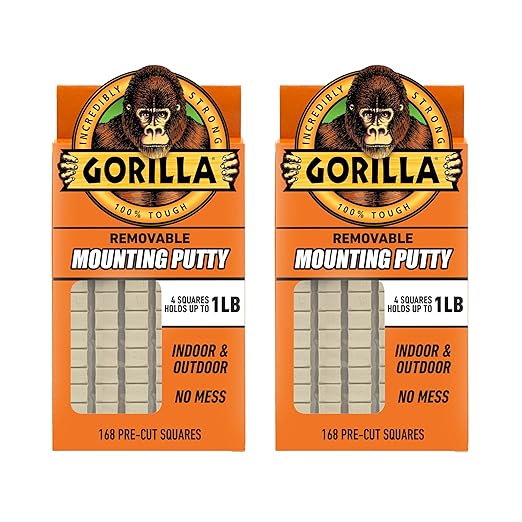 Gorilla Removable Mounting Putty Reusable & Repositionable Adhesive 168 Count by Gorilla