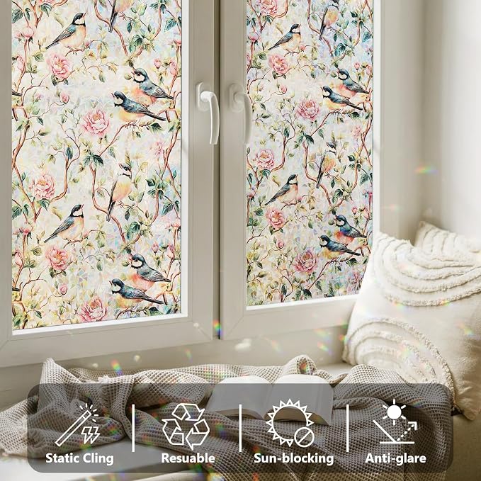 Window Privacy Film Stained Glass 17.5" x 157.4" Rainbow | Static cling – no - Image 2