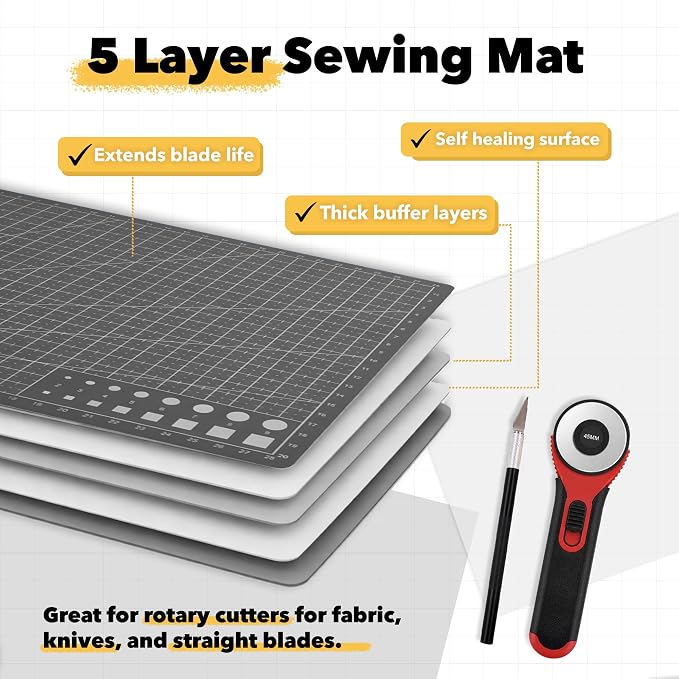 Mandala Crafts Self-Healing Cutting Mat Set – 24" x 36" A1 Black Gray - Image 4