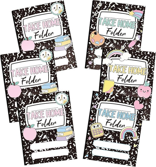 Outus 24 Pcs Pastel Composition 2 Pocket Folders Letter Size Take Home File by Outus