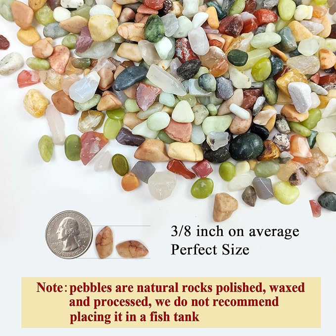 FANTIAN Succulent Rocks, 3/8 Inch Polished Pebbles - Image 2