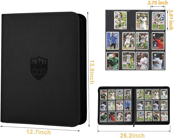12 Pocket Ringless Side Loading Trading Card Binder, 720 Cards PU Fixed Page - Image 2