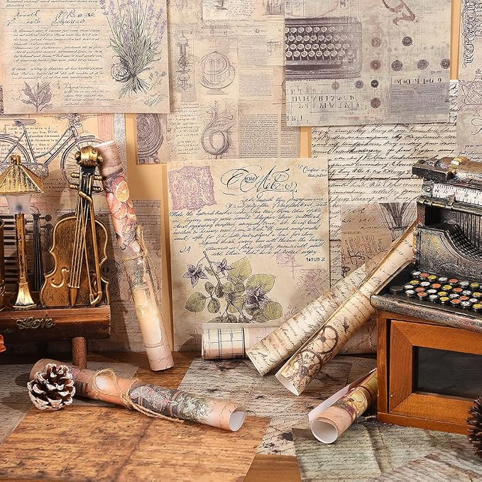 icceemee 160 Sheets of Retro Manuscript Scrapbook Paper, journaling Scrapbook - Image 2