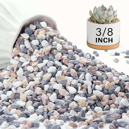 NUPICK 3 lbs Pebbles for Indoor Plants, 3/8 Inch Pea Gravel for Fish Tank by CreateAmazingChoice