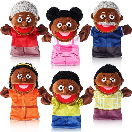 6 Pcs Family Hand Puppets 12 Inch Grandparents, Mom & Dad, Brother & Sister by ZJoey