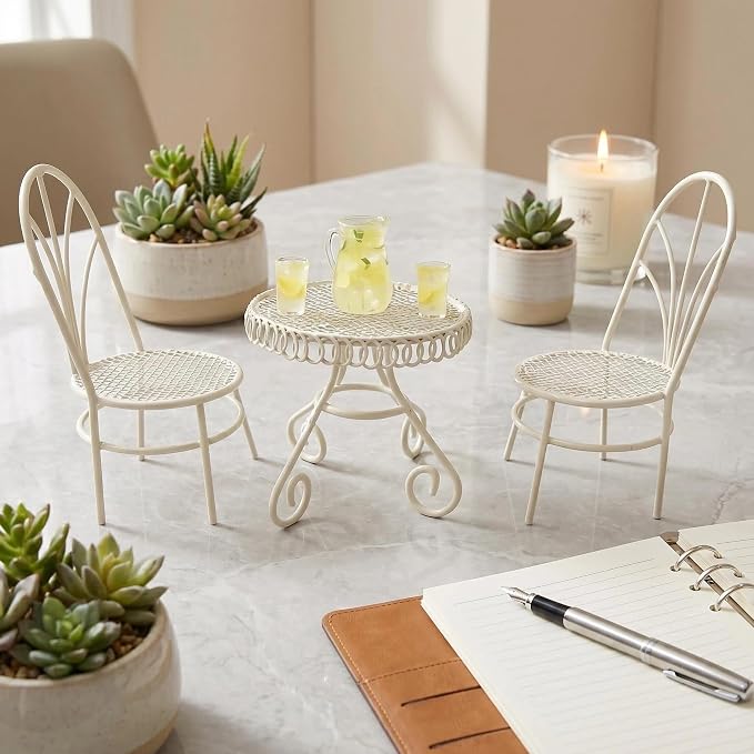 6 PCS Dollhouse Miniature Bistro Table & Chairs Set - Image 6