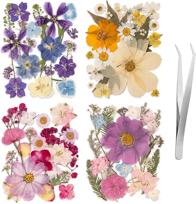 80PCS Spring Large Pressed Flowers Leaves, Real Nature Dry Flowers by LGFMGWH