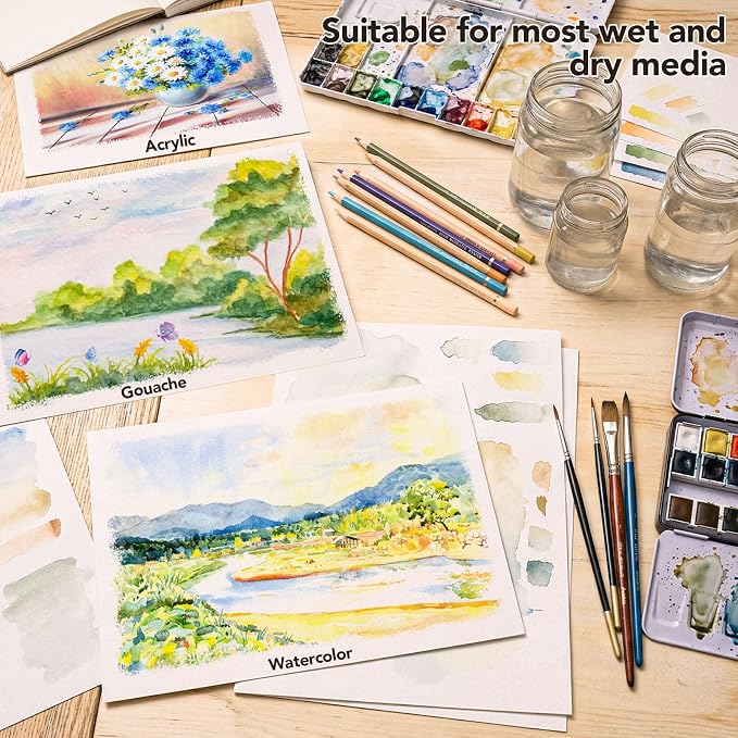 120 Sheets Large Watercolor Paper Bulk, 140 lb/300 GSM Cold Press Paper White - Image 7
