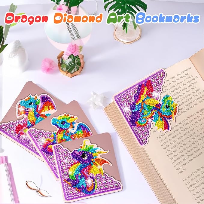 WIVICO 4Pcs Diamond Painting Bookmarks, Diamond Pearl Art Kits - Image 2