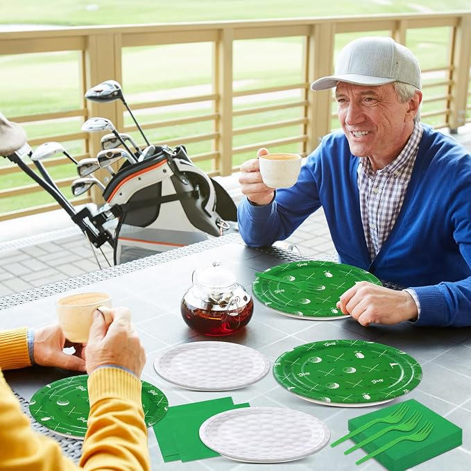 Qyeahkj 100 Pcs Golf Party Supplies Golf Ball Disposable Plates and Napkins Set - Image 6