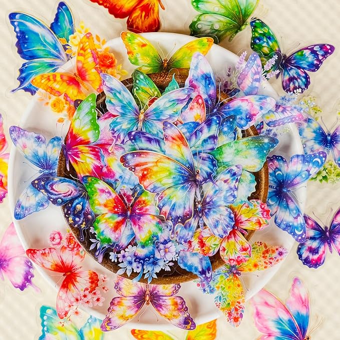 50Pcs Butterflys Sticker Realistic Transparent Butterfly Stickers by Unknown