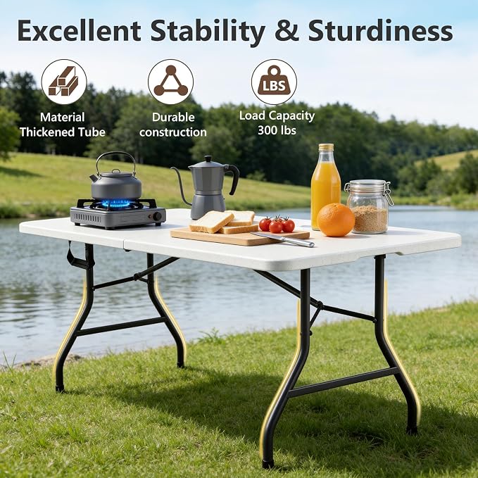 Folding Table, 5 FT Foldable Plastic Table - Image 5