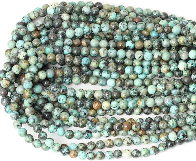 60PCS 6mm Natural African Turquoise Stone Gemstone Round Loose Beads - Image 3
