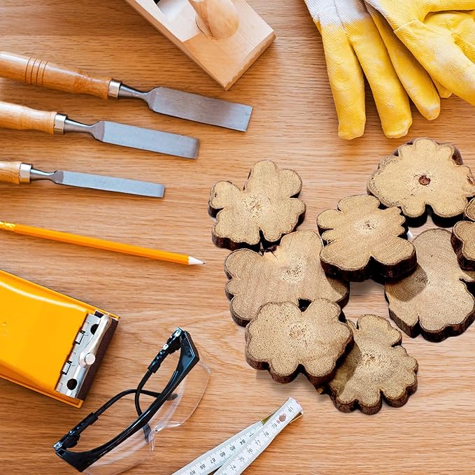 Gerrii 90 Pcs Irregular Wood Slices Log Slices - Image 4