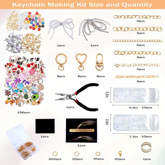 Wurosi 544Pcs Charms Lip Gloss Keychain Making Kit, Bag Charm Kits - Image 2