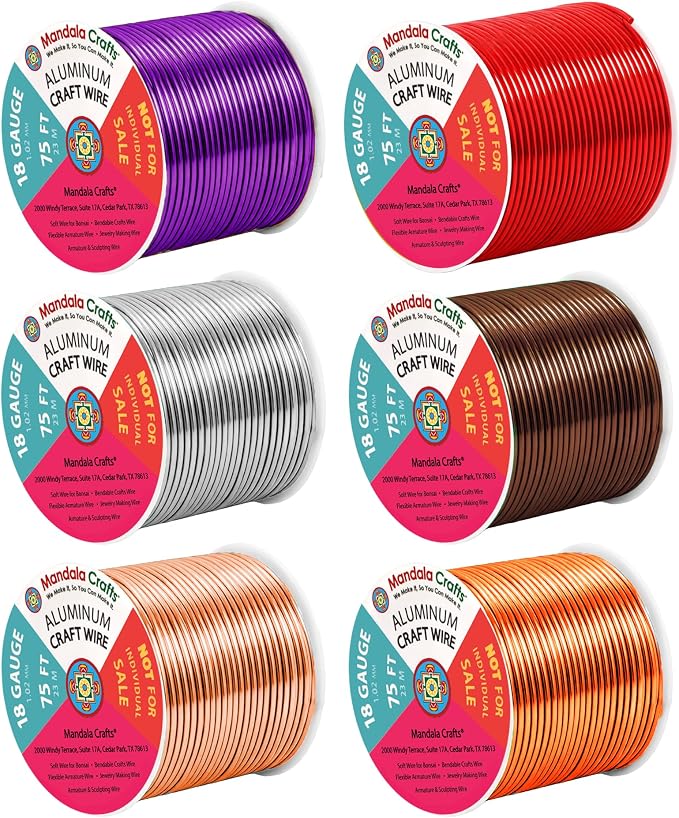 Mandala Crafts 18 GA Purple Brown Red Assorted Anodized Aluminum Craft Wire | by MandalaCrafts