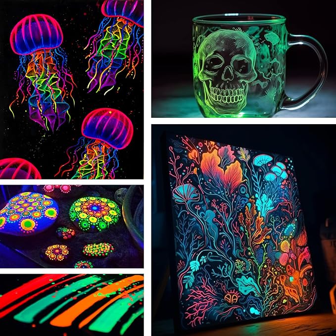 Roizefar Glow in the Dark Paint, 10 Colors 3D Permanent Acrylic Fabric Paints - Image 5