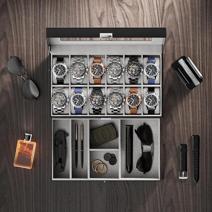 ProCase Watch Box, 12 Slot Mens Watch Case - Image 3