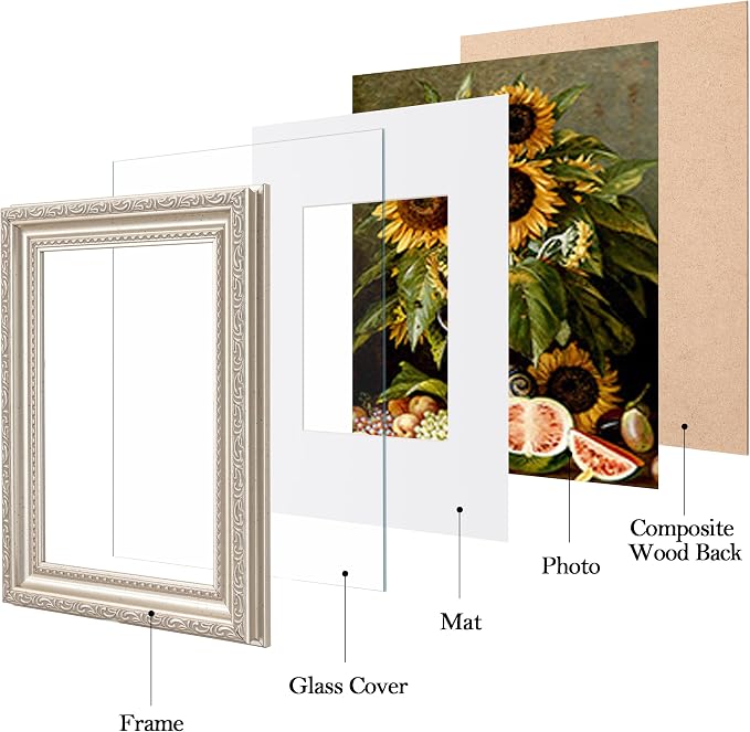 eletecpro 5x7 Vintage Picture Frame, Glass Cover, Horizontal or Vertical - Image 2
