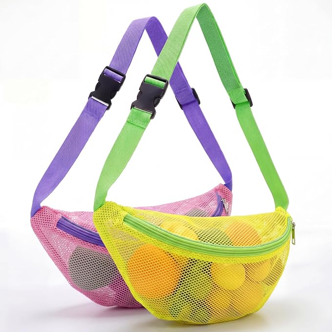 Hsei 2 Pcs Mesh Shell Bags for Beach Shelling Seashell Collecting Fanny Pack by Hsei