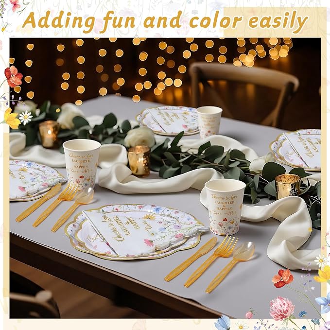 Pickmesh 400 Pcs Floral Bridal Shower Party Supplies Decorations Include Cheers - Image 5