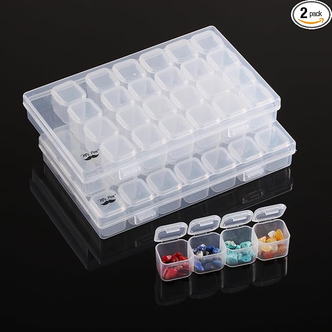 Mr. Pen- Bead Storage Containers, 28 Grids, 2 Pack, Transparent, Small Bead by MrPen
