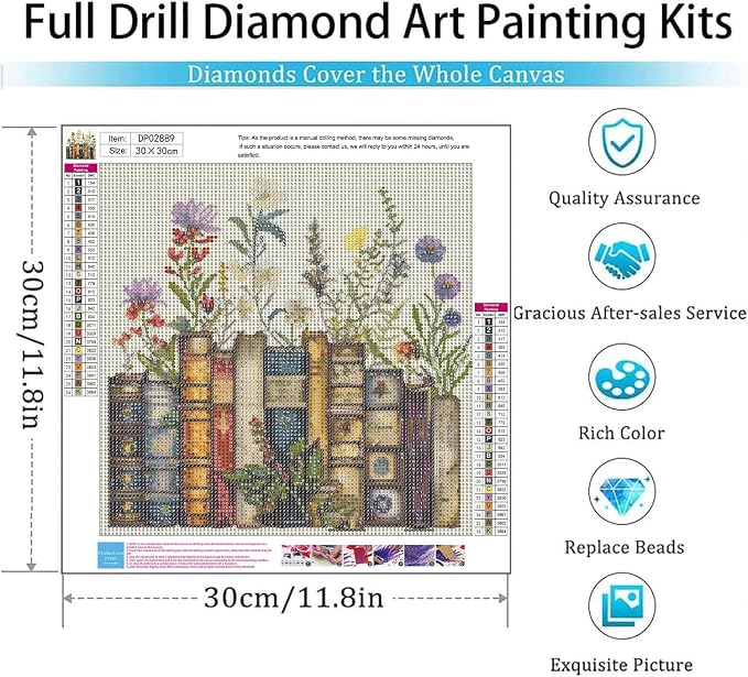 EIBEILI Square Drill Diamond Painting-Book Flower Diamond Art Wall Decor | - Image 3