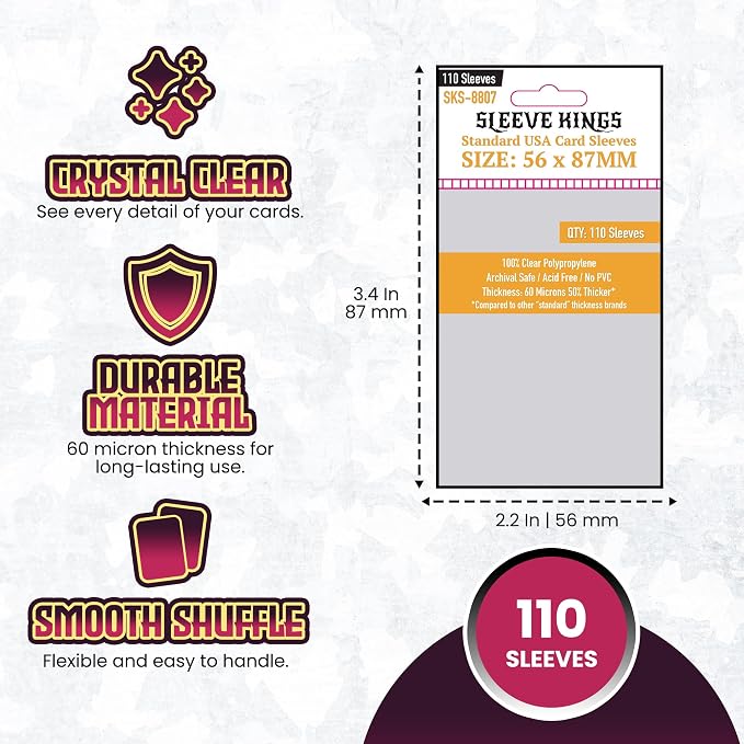 Sleeve Kings Standard Card Sleeves – 110 Count, Medium USA Size, Compatible - Image 4