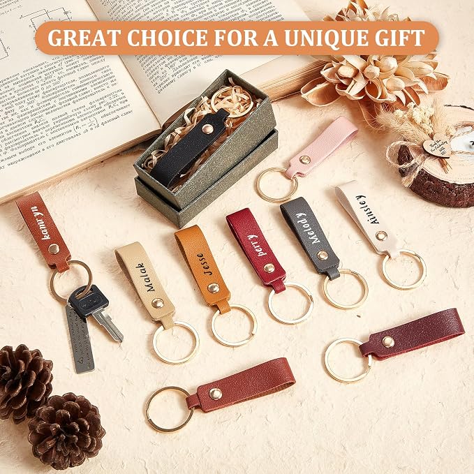 Wavyknot 50 Pcs PU Leather Keychain Blanks Bulk Laser Engraving Blanks Keychain - Image 4