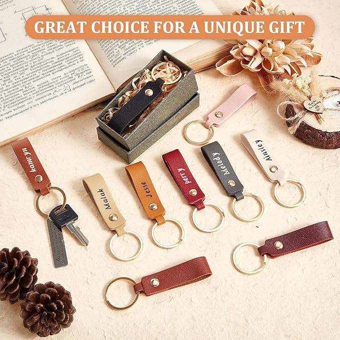 Wavyknot 100 Pcs PU Leather Keychain Blanks Bulk Laser Engraving Blanks - Image 4