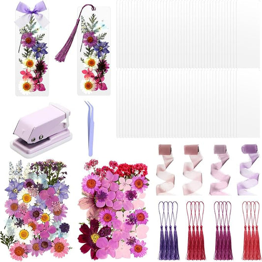 AmazingSpark 222 Pcs Dried Flower Bookmark Making Kit Include DIY Pressed by Unknown