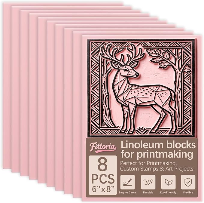 8Pcs 6"x8" Linoleum Blocks for Printmaking, Premium Rubber Linocut Block by Unknown