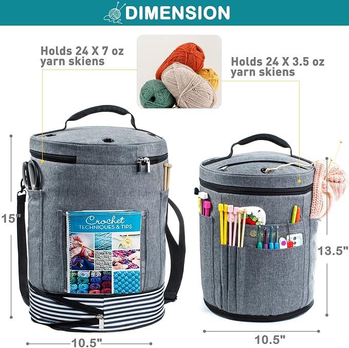 MYBAGZING Expandable Yarn Storage Organizer, Crochet Bag & Yarn Tote - Image 4