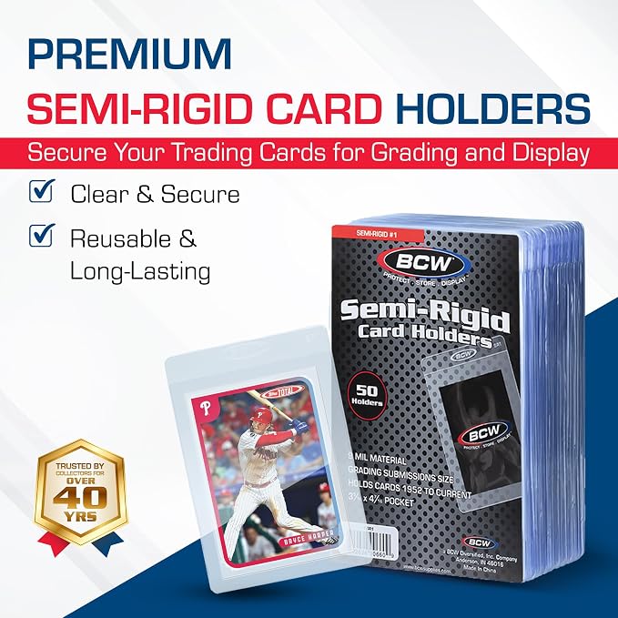 BCW Semi Rigid Card Holder #1 | 2000 Pack | Semi Rigid Card Sleeves - Image 2