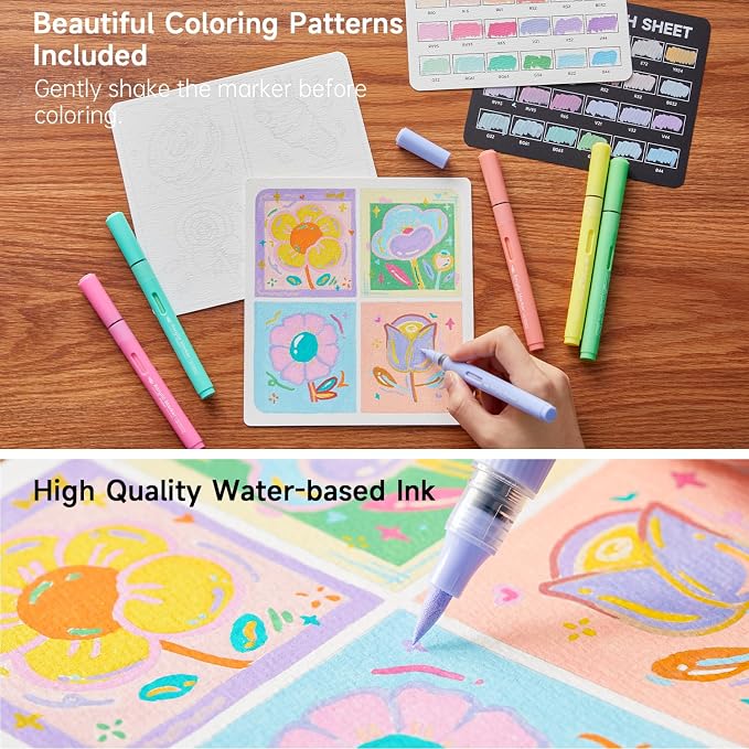 Shuttle Art Automatic Ink Control Acrylic Paint Markers, 24 Pastel Colors Brush - Image 6