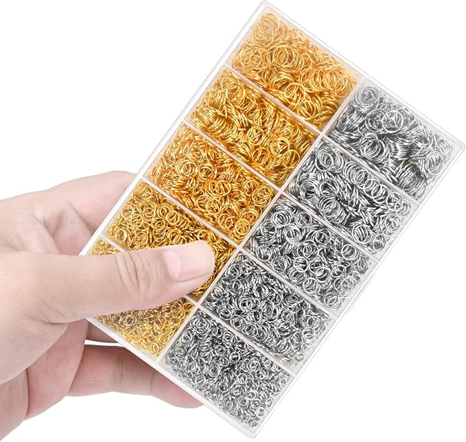 4600 Pcs Jump Rings for Jewelry Making Kit Gold & Silver, Open Rings - Image 2