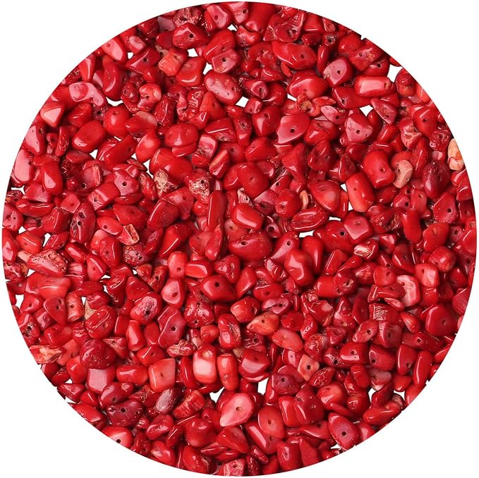 LAIDANLA Red Coral 400pcs Natural Chip Stone Beads 5-8mm Healing Crystal by LAIDANLA