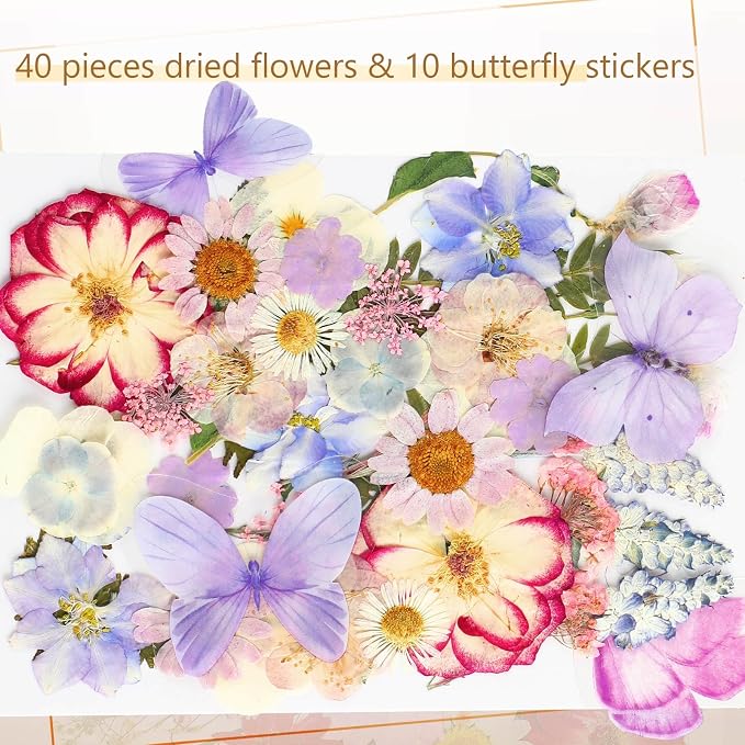 TaoBary 91 Pcs DIY Handmade Transparent Dried Flower Bookmark Set Include - Image 4