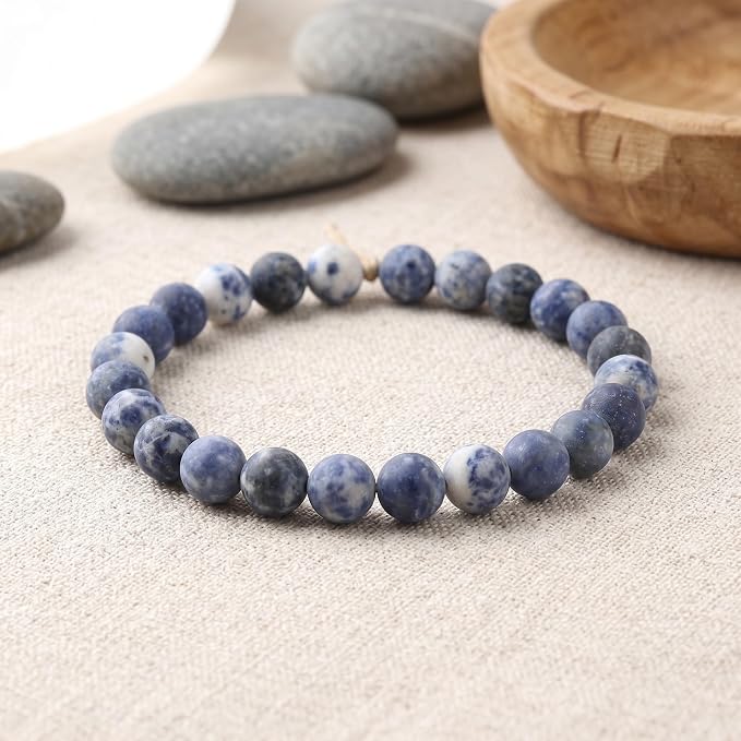 36pcs Natural Matte Blue Sodalite Gemstone Beads，10mm Frosted Round Loose Stone - Image 4