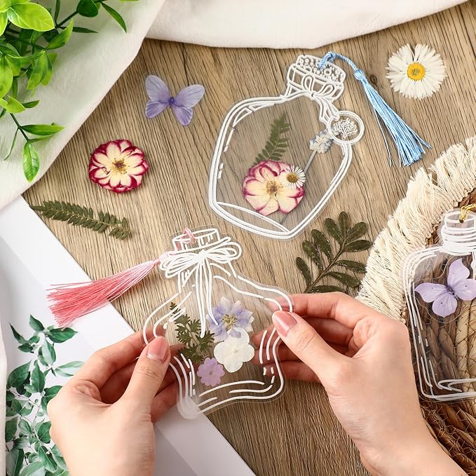 TaoBary 91 Pcs DIY Handmade Transparent Dried Flower Bookmark Set Include - Image 6