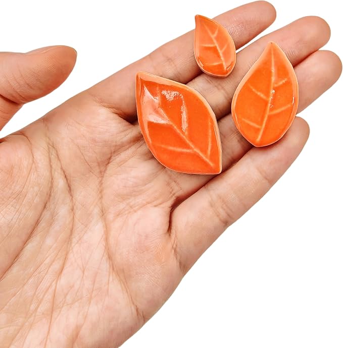 500g/1.1lb Leaf-Shaped Ceramic Mosaic Tiles, Ceramic Mosaic Pieces - Image 4