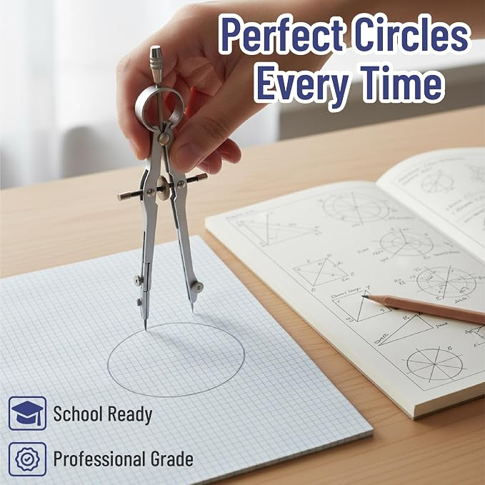 Mr. Pen- Geometry Set, Light Grey, 6 Inch Swing Arm Protractor | Divider - Image 7