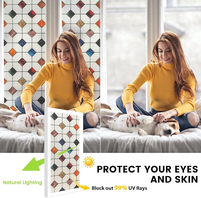 DKTIE Window Privacy Film Frosted Glass Static Cling UV Sun Blocking Heat - Image 3