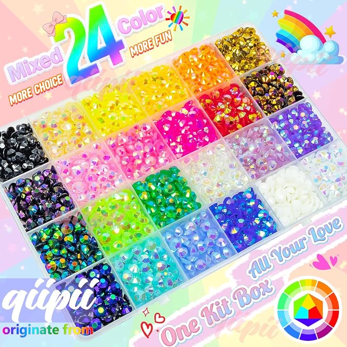 qiipii 24 Color 6mm Jelly Resin Rhinestones - Image 2