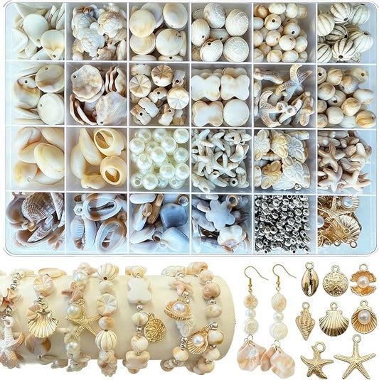 610Pcs Ocean Beads for Bracelets Making Kit, Shell Beads for Jewelry Making by JJzxwish