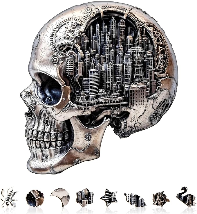 City Skull Puzzles Adults Gifts Wooden 250 Pieces 13.4 * 12.3in by Jollitot