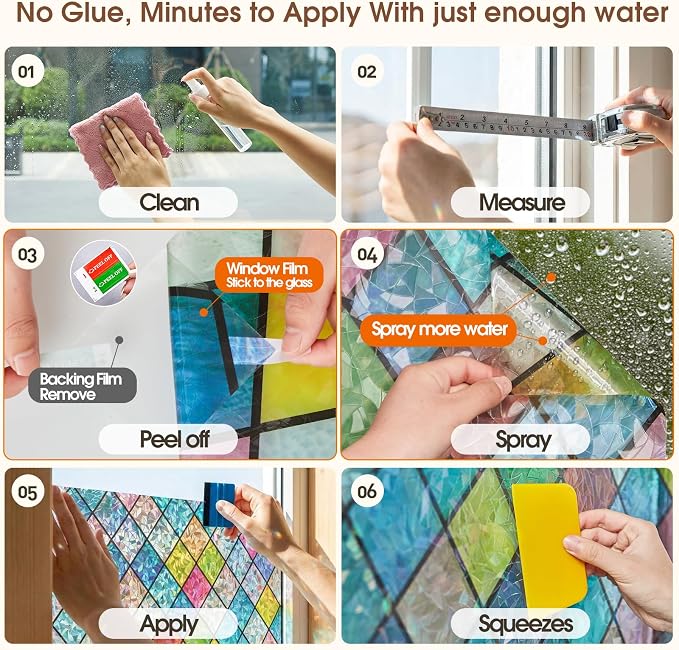 Coavas Window Privacy Film Stained Glass, Static Cling Window Stickers - Image 8