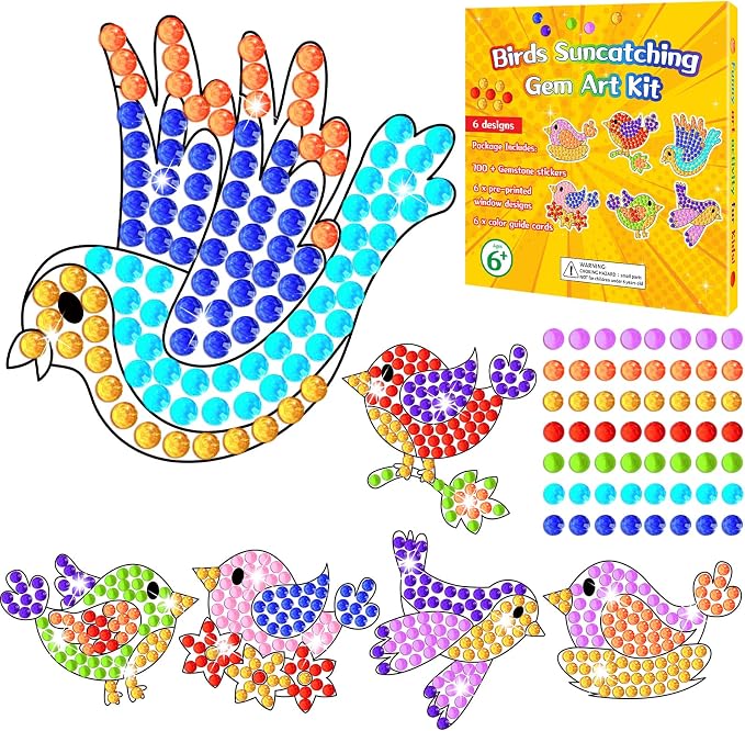 Qyeahkj 6 Pcs Spring Bird Arts Crafts DIY Summer Gem Diamond Suncatcher Crafts by Qyeahkj