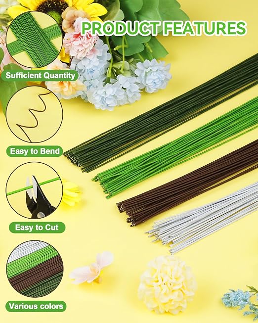 100 PCS 18 Gauge Green Floral Wire Stems - Image 3