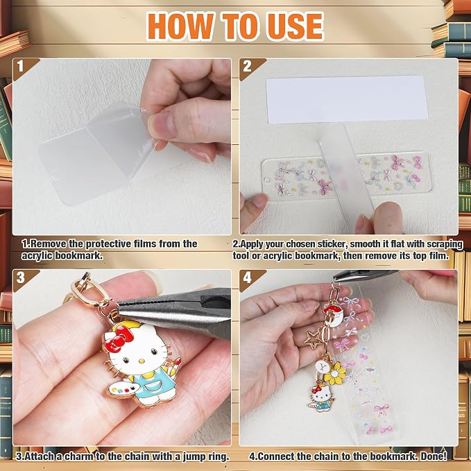 244 Pcs Bow Acrylic Bookmark Blanks Thicken 15 DIY Bookmark Making 17 Bow UV - Image 4